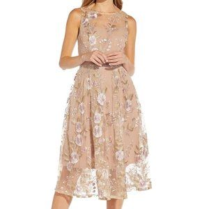 Adrianna Papell Women's Size 8 Floral Embroidery Fit & Flared Dress MLT2597AFA